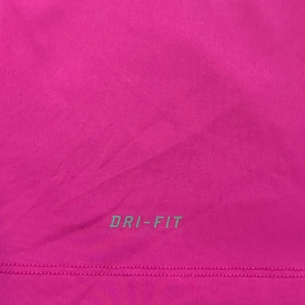 Nike Pink Dri-FIT V-Neck Short Sleeve Top with Yellow Swoosh
